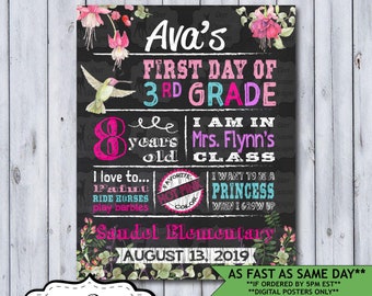 Back to School Sign | First Day School Sign | Printable or Printed Chalkboard First Day Poster | First Day of Kindergarten | Any Grade