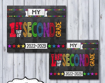Printable First Day of Second Grade School Sign | Back to School Chalkboard School Photo Prop | 1st Day of School Poster | 2nd Grade