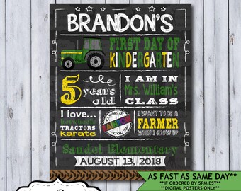 Back to School Sign | First Day School Sign | Printable or Printed Chalkboard First Day Poster | First Day of Kindergarten | Any Grade