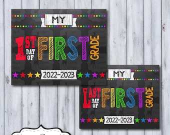 Printable First Day of First Grade School Sign | Back to School Chalkboard School Photo Prop | 1st Day of School Poster | 1st Grade