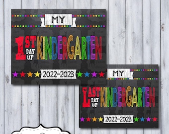 Printable First Day of Kindergarten School Sign | Back to School Chalkboard School Photo Prop | 1st Day of School Poster | Kindergarten