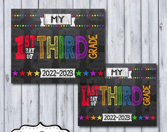 Printable First Day of Third Grade School Sign | Back to School Chalkboard School Photo Prop | 1st Day of School Poster | 3rd Grade