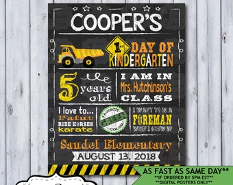 Back to School Sign | First Day School Sign | Printable or Printed Chalkboard First Day Poster | First Day of Kindergarten | Any Grade