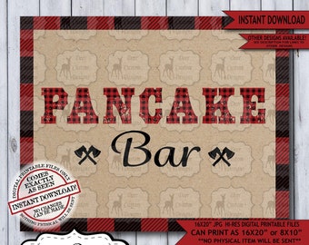 Printable Lumberjack Party Sign | Instant Download | Plaid Baby Shower Party Poster | Boy Birthday Party Decoration | Pancake Bar Food Sign