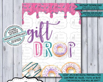 Printable Donut Party Sign | Instant Digital Download | Sweet Girl Birthday Party Poster Decor | Donut Grow Up Party Decoration | Gift Drop