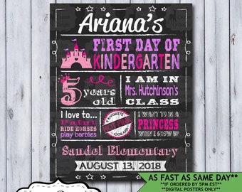 Back to School Sign | First Day School Sign | Printable or Printed Chalkboard First Day Poster | First Day of Kindergarten | Any Grade