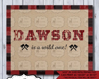 Wild One Birthday Party Signs | Lumberjack Decorations | Buffalo Plaid Party | Personalized Printable Sign | Customizable Party Decoration