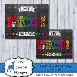 Printable First Day of Second Grade School Sign Back to School Chalkboard School Photo Prop 1st Day of School Poster 2nd Grade image 1