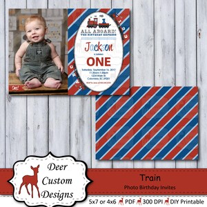 Train Birthday Invitation Photo Train Invitation Train Party Train Birthday Party Train Birthday Invite Printable or Printed image 1