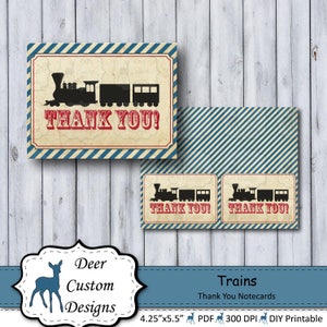 Train Birthday Thank You Notes | Train Notecards | Train Party | Train Birthday | Vintage Train Ticket | Train Ticket Birthday | Thanks