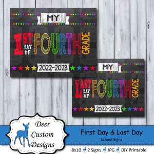 Printable First Day of Fourth Grade School Sign Back to School Chalkboard School Photo Prop 1st Day of School Poster 4th Grade image 1