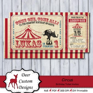 Circus Birthday Invite | Circus Invitation | Carnival Birthday Party | Circus Ticket Invite | Vintage Circus Ticket Invite | Birthday Invite