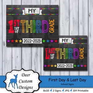 Printable First Day of Third Grade School Sign Back to School Chalkboard School Photo Prop 1st Day of School Poster 3rd Grade image 1