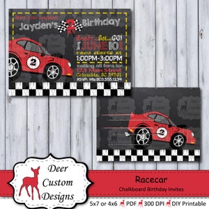Racecar Birthday Invitation | Racecar Chalkboard Birthday Invite | Chalkboard Race Car Party | Race Track | Nascar Birthday Invite | Cars