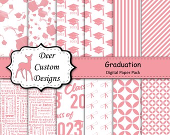 2023 Graduation Paper Pack | Graduation Scrapbook Paper | Printable Graduation Papers | Grad Paper | Printable Grad Papers | Scrapbook Paper