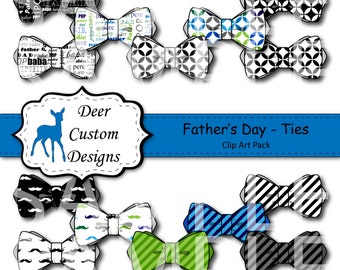 Father's Day Clip Art | Fathers Day Bow Tie Clipart | 14 Digital Fathers Day PNG | Instant Download | Commercial Use | Bow Ties