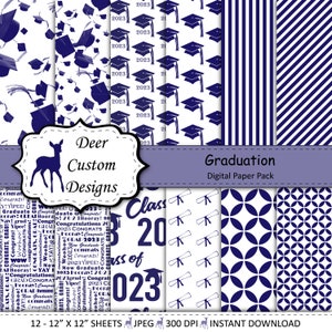2023 Graduation Paper Pack | Graduation Scrapbook Paper | Printable Graduation Papers | Grad Paper | Printable Grad Papers | Scrapbook Paper