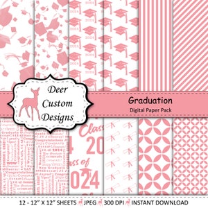 2024 Graduation Paper Pack | Graduation Scrapbook Paper | Printable Graduation Papers | Grad Paper | Printable Grad Papers | Scrapbook Paper