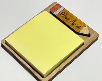 Personalized Teacher Sticky Note Holder | Laser Engraved Teacher Appreciation or Back to School Gift for Teachers or Educators