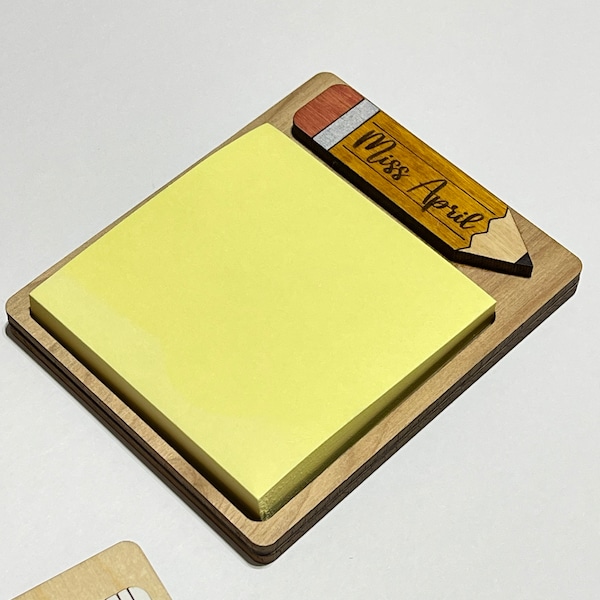 Personalized Teacher Sticky Note Holder | Laser Engraved Teacher Appreciation or Back to School Gift for Teachers or Educators