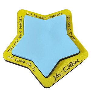 Personalized Star Teacher Sticky Note Holder Laser Engraved Teacher Appreciation or Back to School Gift for Teachers or Educators afbeelding 3