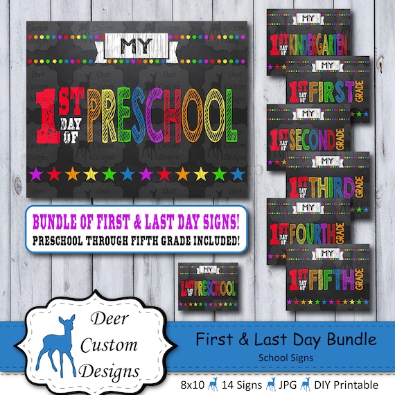 First Day School Sign Bundle | Printable First Day | School Sign | Multiple Grades | Back to School | Instant Download | Chalkboard Sign Il_570xn