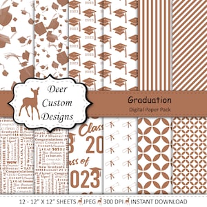 2023 Graduation Paper Pack | Graduation Scrapbook Paper | Printable Graduation Papers | Grad Paper | Printable Grad Papers | Scrapbook Paper