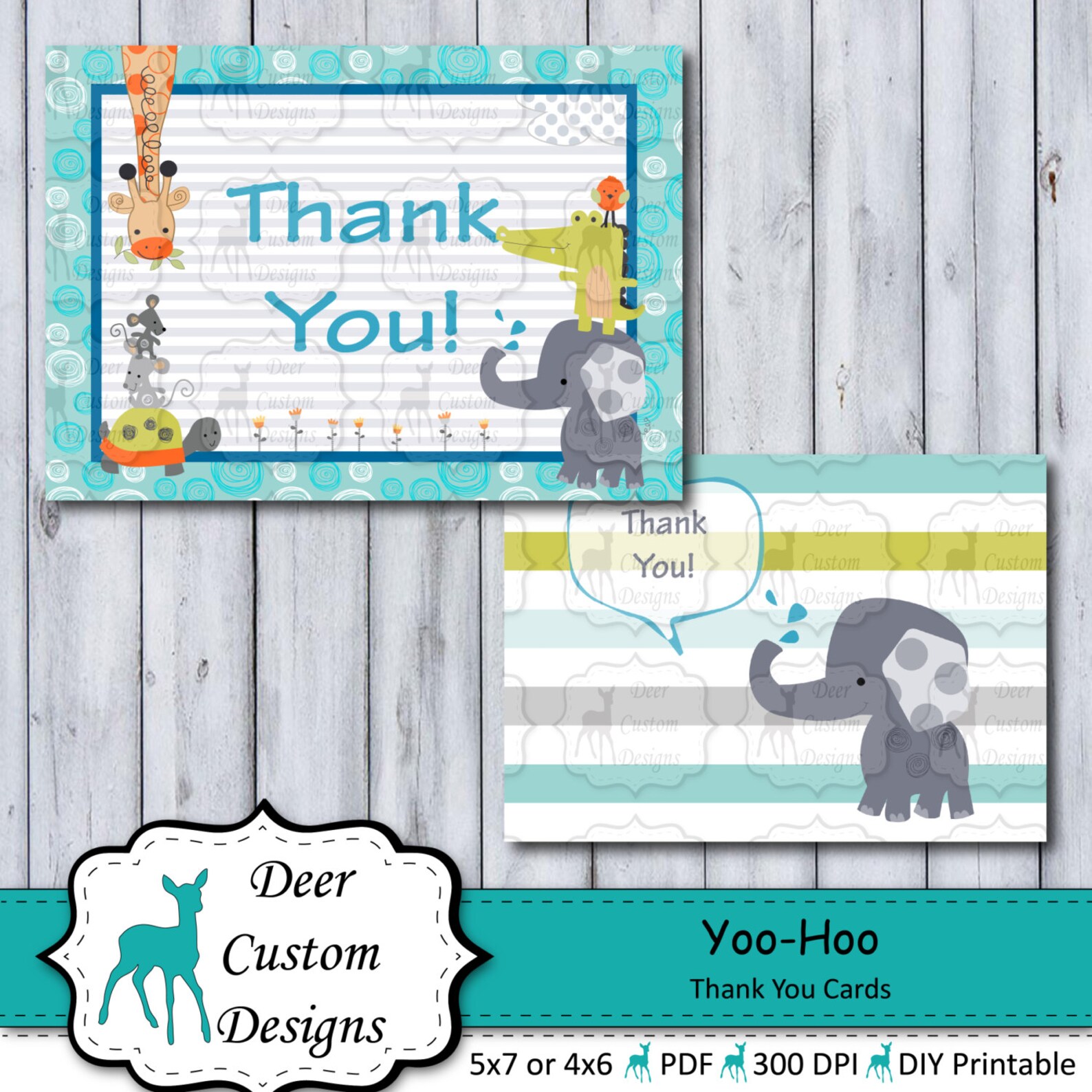 Yoohoo Thank You Cards Yoohoo Nursery by Lambs & Ivy DIY Etsy