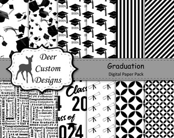 2024 Graduation Paper Pack | Graduation Scrapbook Paper | Printable Graduation Papers | Grad Paper | Printable Grad Papers | Scrapbook Paper