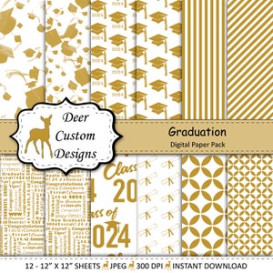 2024 Graduation Paper Pack | Graduation Scrapbook Paper | Printable Graduation Papers | Grad Paper | Printable Grad Papers | Scrapbook Paper
