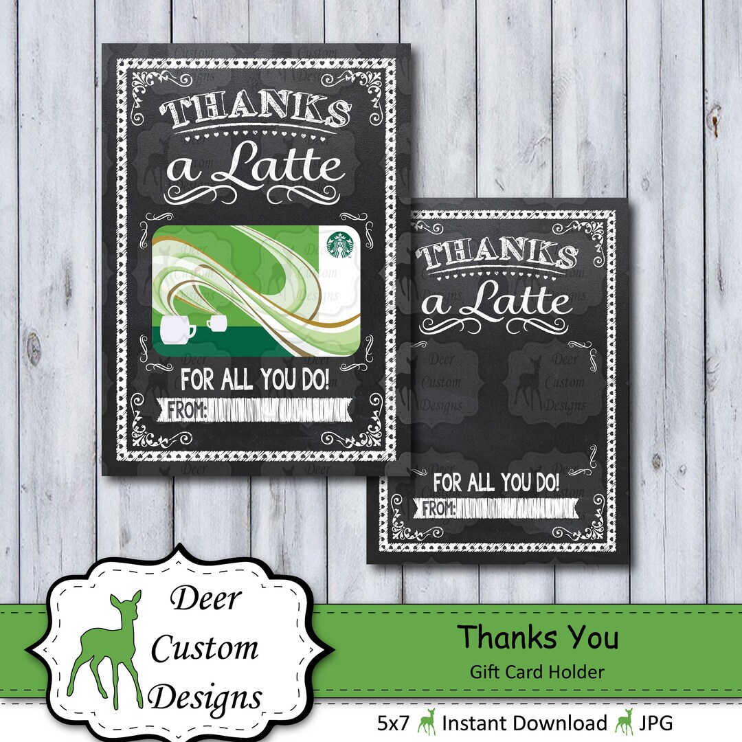 Thanks a Latte Gift Card Holder | Teacher Appreciation (printable) - Etsy