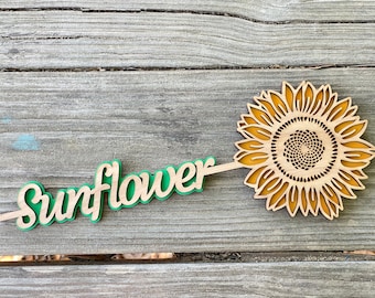 Sunflower Name Flower Wooden Mother's Day Gift, Personalized Valentine's Day Prom Gift, Leo Birth Sign Flower Anniversary Gift for Her