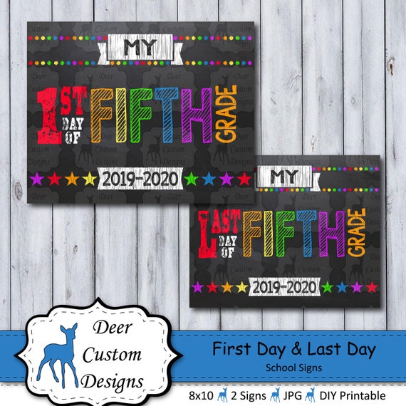 First Day School Sign | Printable First Day | School Sign | Fifth Grade | Back to School Sign | Instant Download | Chalkboard Sign Il_570xn