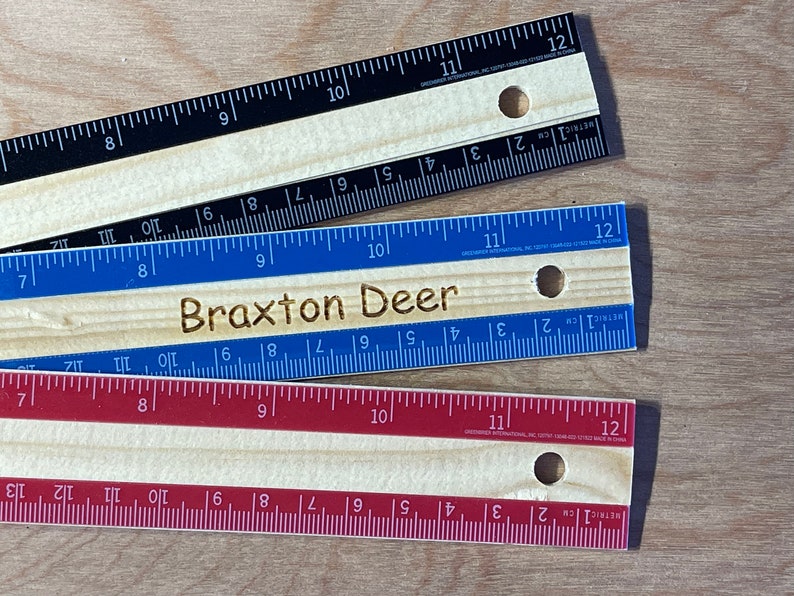 Personalized Laser Engraved 12 Wooden Ruler for Back to School Elementary Student or Teacher Gift Laser Engraved Wood Rulers afbeelding 5