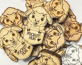 Lamb Pocket Hug Laser Ready Cut File for Glowforge or Other Lasers | SVG and PDF Digital Cut File | Cute Pocket Pal Token Engraving File