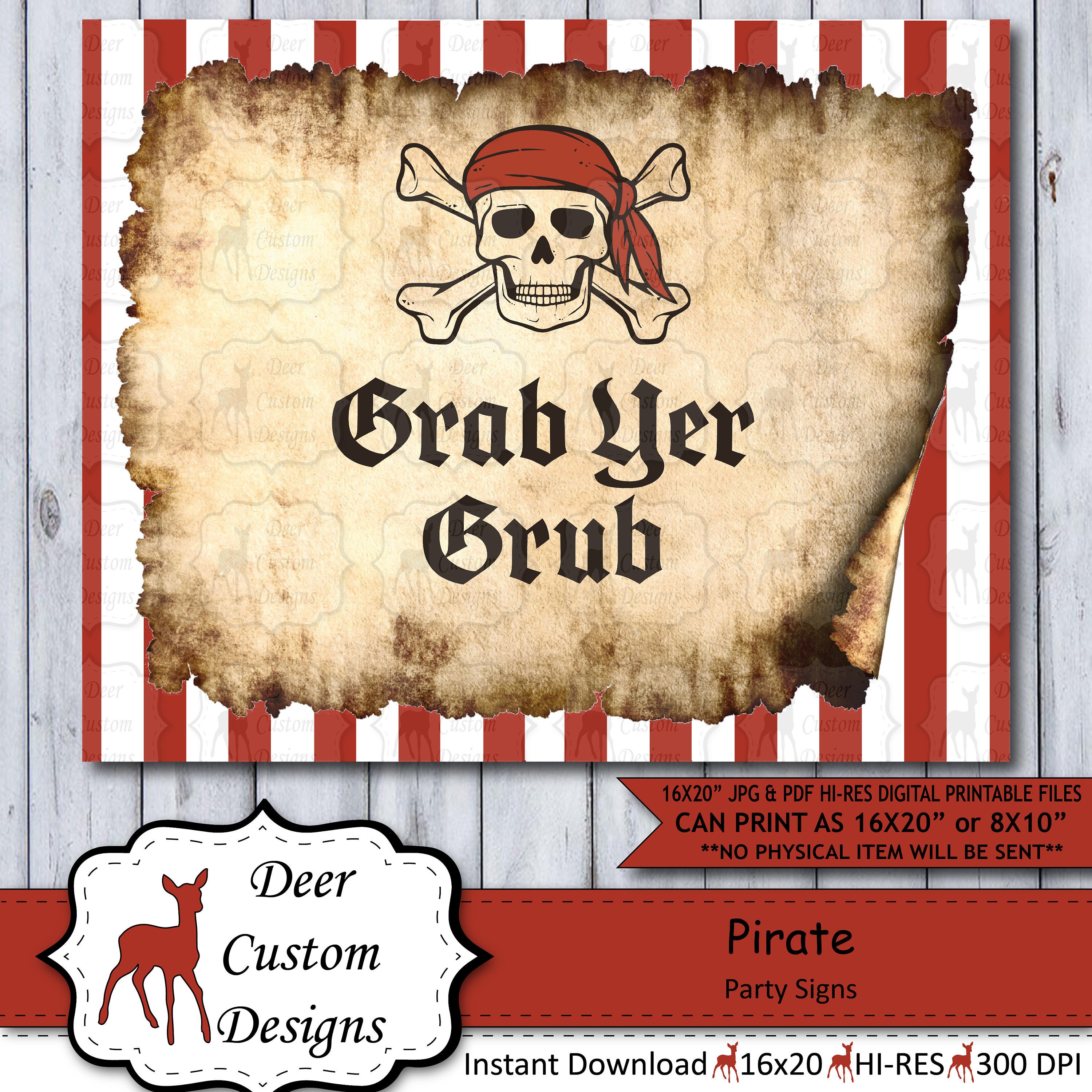 Printable Pirate Party Sign | Instant Digital Download | Pirate Party  Poster | Boy Birthday | Pirate Party Decoration | Printable Decor