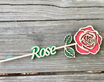 Rose Name Flower Wooden Mother's Day Gift, Personalized Valentine's Day Prom Gift, June Birth Month Flower Anniversary Gift for Her