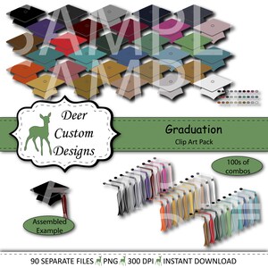 Graduation Clip Art | Graduation Clipart | 90 Digital Graduation PNG | Instant Download | Commercial Use | Graduation Cap Tassel