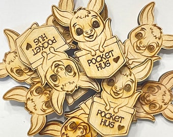 Kangaroo Pocket Hug Laser Ready Cut File for Glowforge or Other Lasers | SVG and PDF Digital Cut File | Cute Pocket Pal Token Engraving File