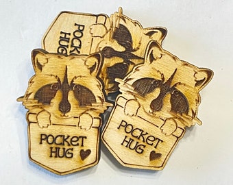 Racoon Pocket Hug Laser Ready Cut File for Glowforge or Other Lasers | SVG and PDF Digital Cut File | Cute Pocket Pal Token Engraving File