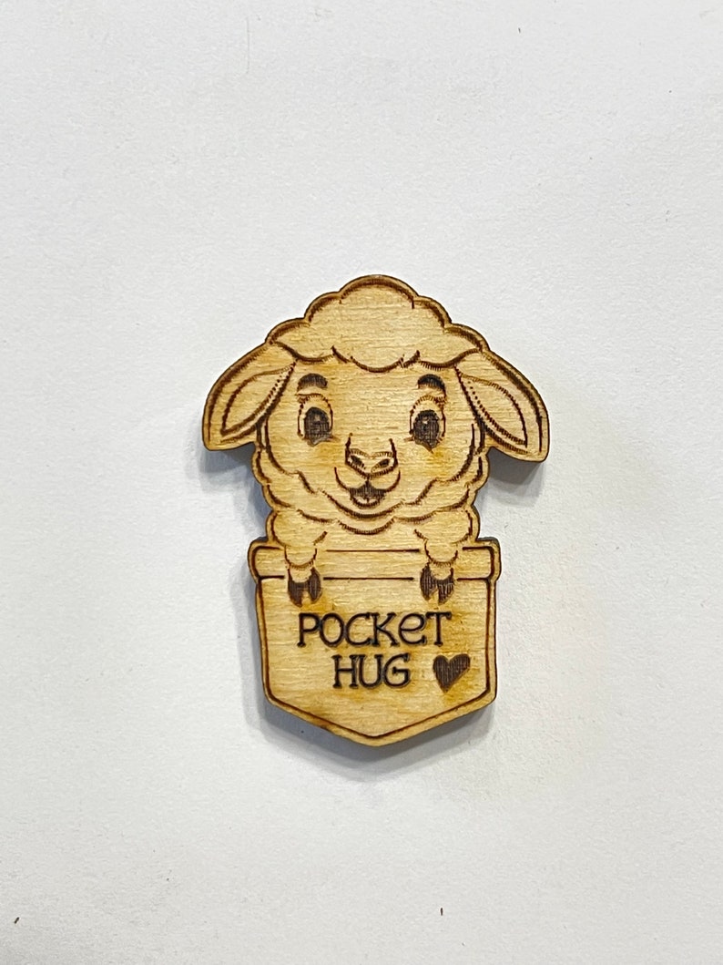 Lamb Pocket Hug Laser Ready Cut File for Glowforge or Other Lasers SVG and PDF Digital Cut File Cute Pocket Pal Token Engraving File image 2