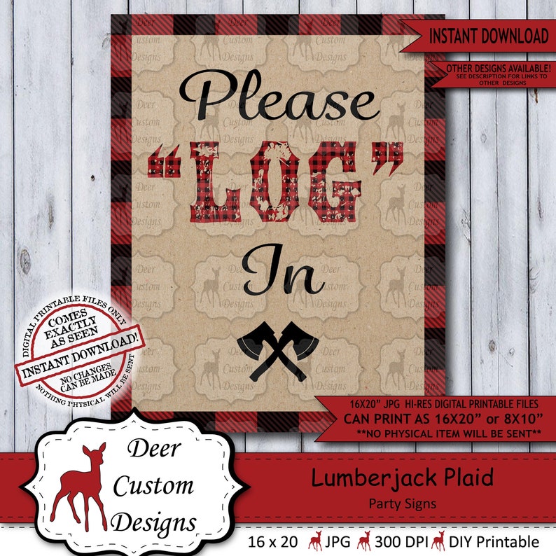 Printable Lumberjack Party Sign Instant Download Plaid - Etsy