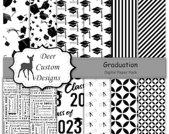 2023 Graduation Paper Pack | Graduation Scrapbook Paper | Printable Graduation Papers | Grad Paper | Printable Grad Papers | Scrapbook Paper