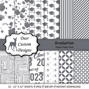 2023 Graduation Paper Pack | Graduation Scrapbook Paper | Printable Graduation Papers | Grad Paper | Printable Grad Papers | Scrapbook Paper