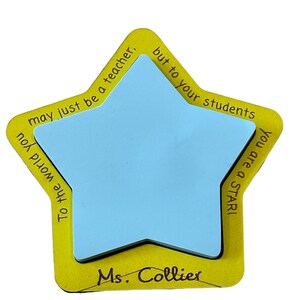 Personalized Star Teacher Sticky Note Holder Laser Engraved Teacher Appreciation or Back to School Gift for Teachers or Educators afbeelding 4