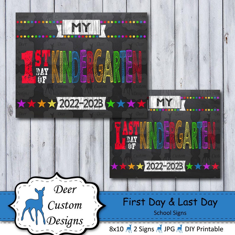 Printable First Day of Kindergarten School Sign  Back to image 1