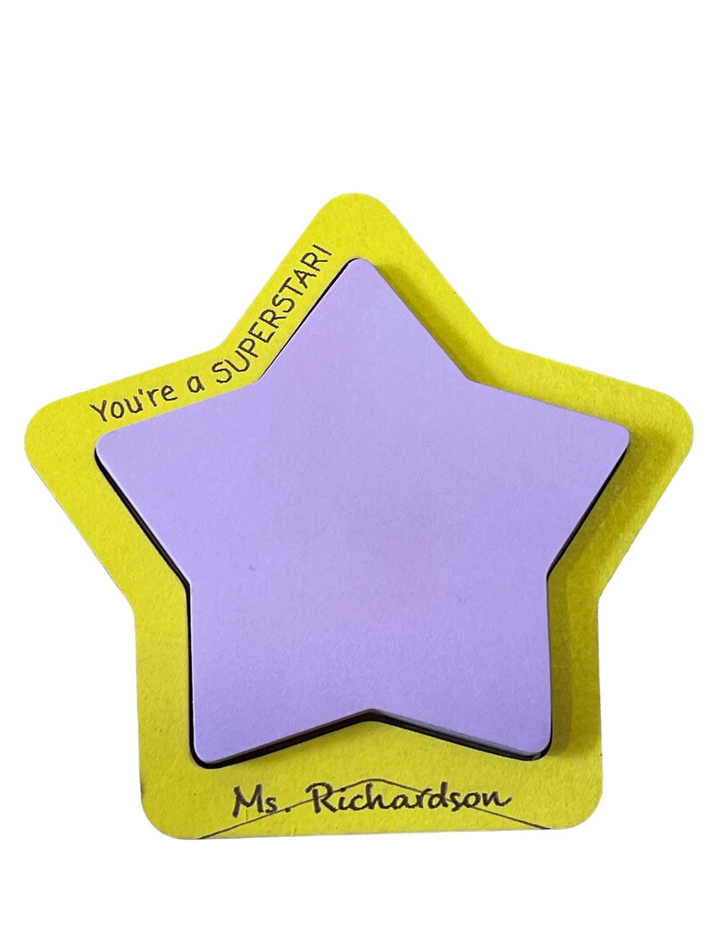 Personalized Star Teacher Sticky Note Holder Laser Engraved Teacher Appreciation or Back to School Gift for Teachers or Educators afbeelding 2