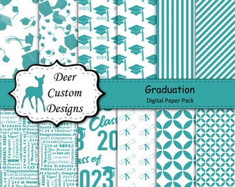 2023 Graduation Paper Pack | Graduation Scrapbook Paper | Printable Graduation Papers | Grad Paper | Printable Grad Papers | Scrapbook Paper