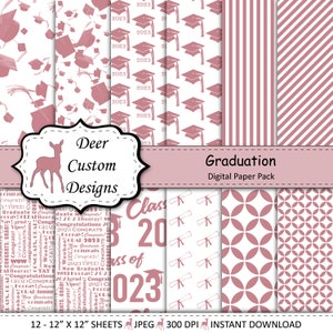 2023 Graduation Paper Pack | Graduation Scrapbook Paper | Printable Graduation Papers | Grad Paper | Printable Grad Papers | Scrapbook Paper