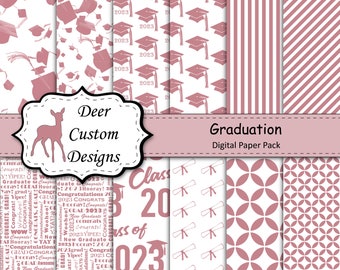 2023 Graduation Paper Pack | Graduation Scrapbook Paper | Printable Graduation Papers | Grad Paper | Printable Grad Papers | Scrapbook Paper